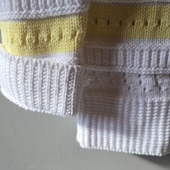 Northern Reflections White Sweater with Blue and Yellow Stripes - Picture 6 of 6
